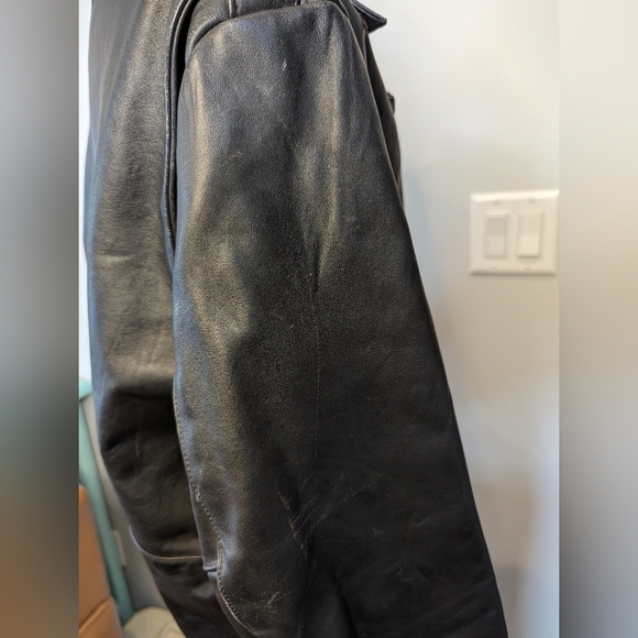 Vintage 1980's Heavy Genuine Leather Motorcycle Jacket, Size 46  L/XL - Picture 15 of 17